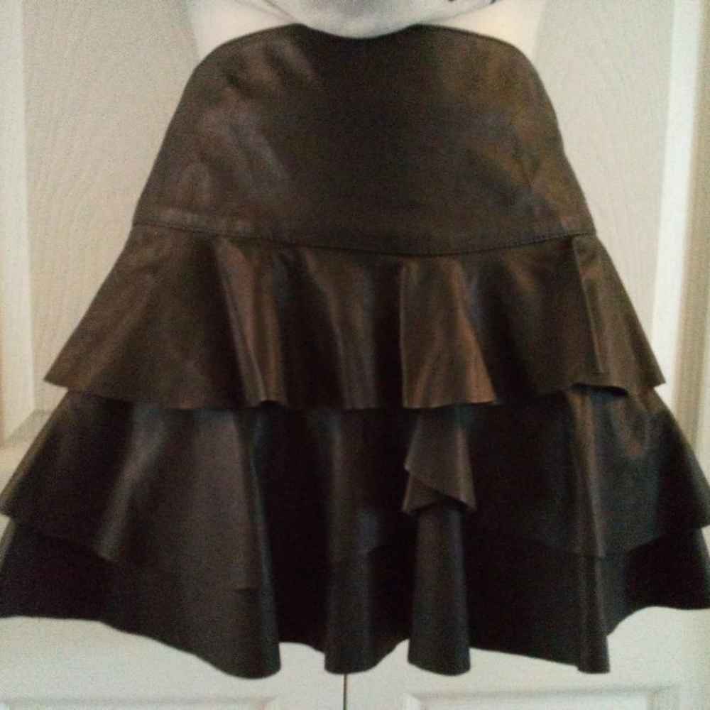 Faux leather ruffled mini